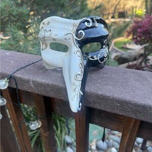 Elegant Black and White Masquerade Mask